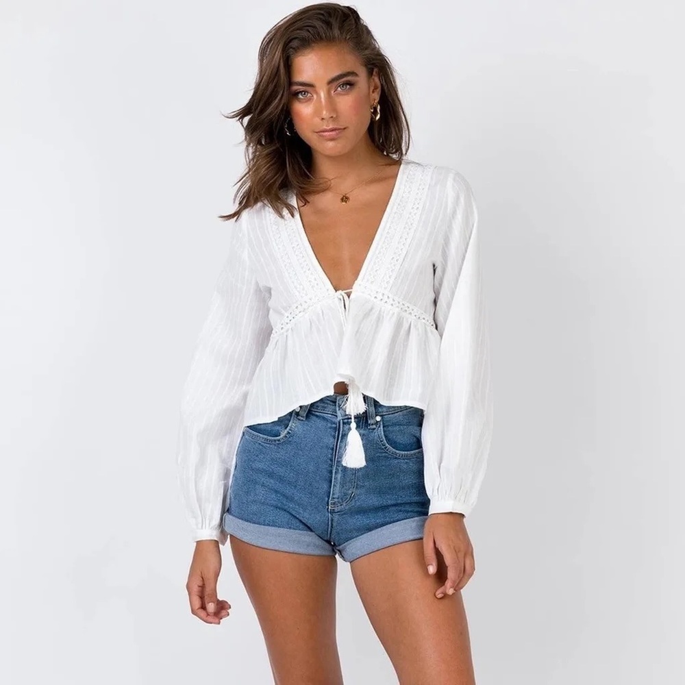 Princess Polly Rain Dance Tie Long Sleeve Top